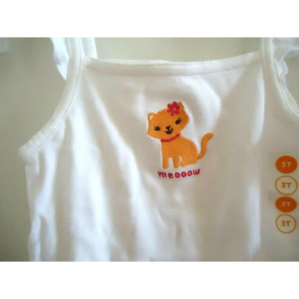 GYMBOREE Girl's Top Size 2T White Embroidered Cat Meooow Sleeveless NWT